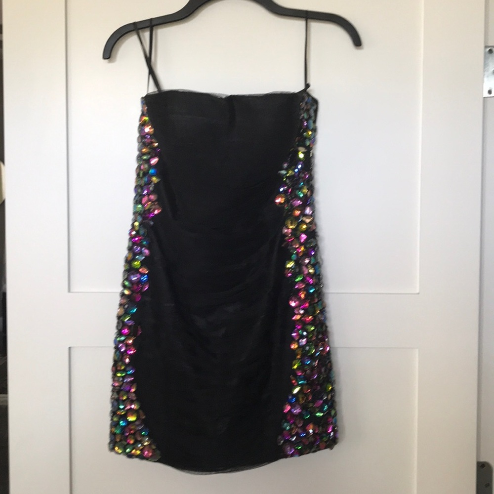 Hoco or holiday dress- black with beading